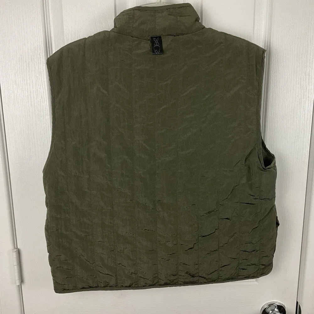 YAGYA Women's Olive Green Quilted Riding Vest Primaloft Silver Size L | Europe